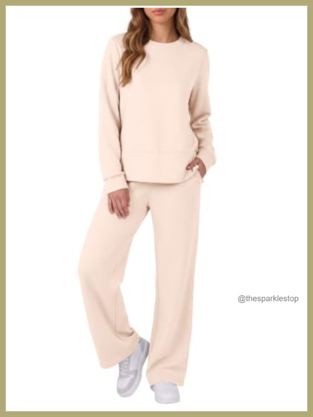 Women's 2 Piece Lounge Set Long Sleeve Wide Leg Tunic Pants Tracksuit